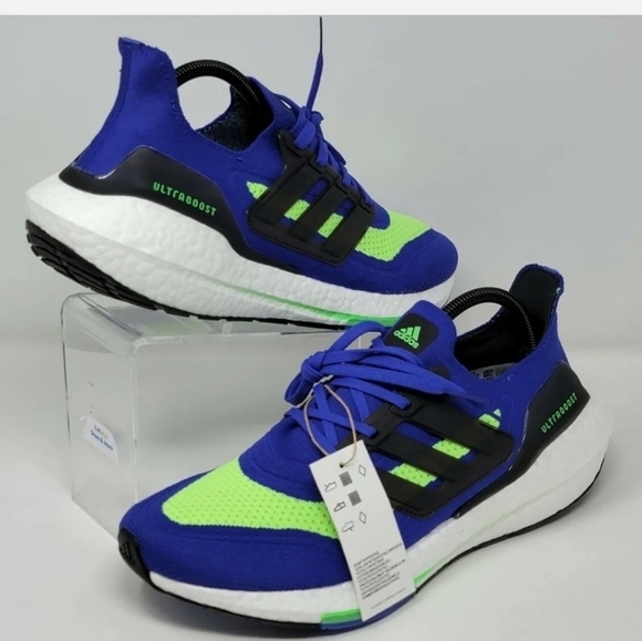 Adidas UltraBoost 21 Men's Running Shoes Black/Dark Grey/Blue S23873 Multi Sizes - Picture 1 of 8